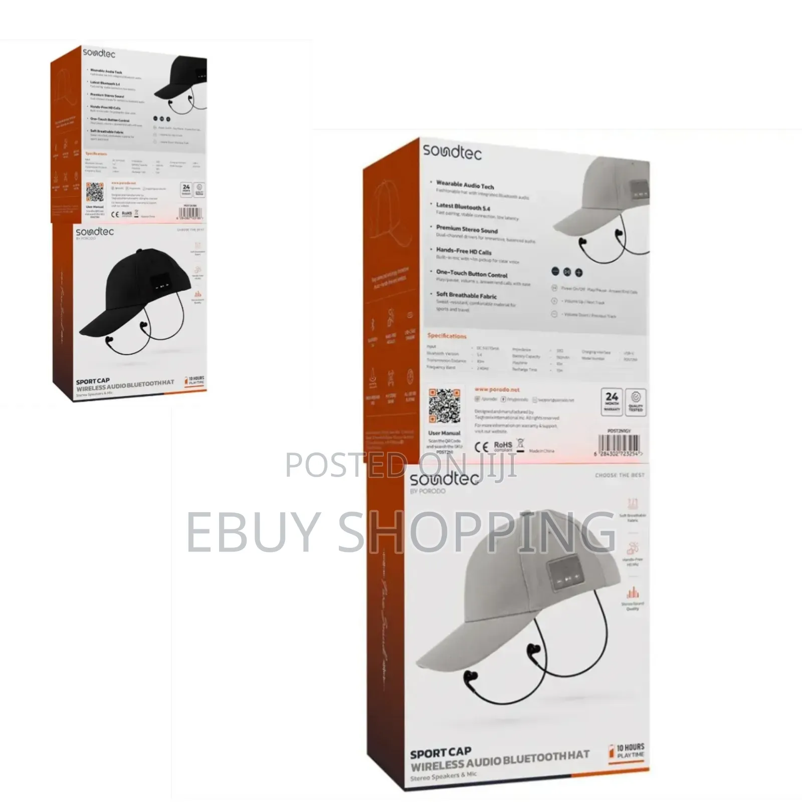 Porodo Pdst2n1: Sport Cap With Integrated Hi-Fi Stereo Sound