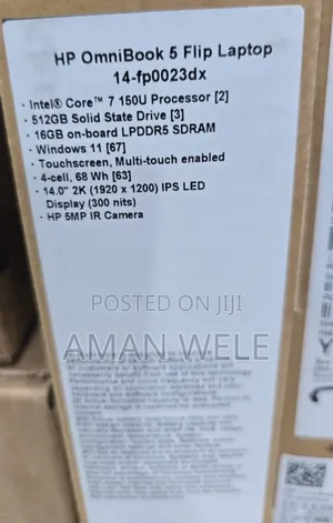 New Laptop HP OmniBook 5 Flip 16GB Intel Core I7 SSD 512GB