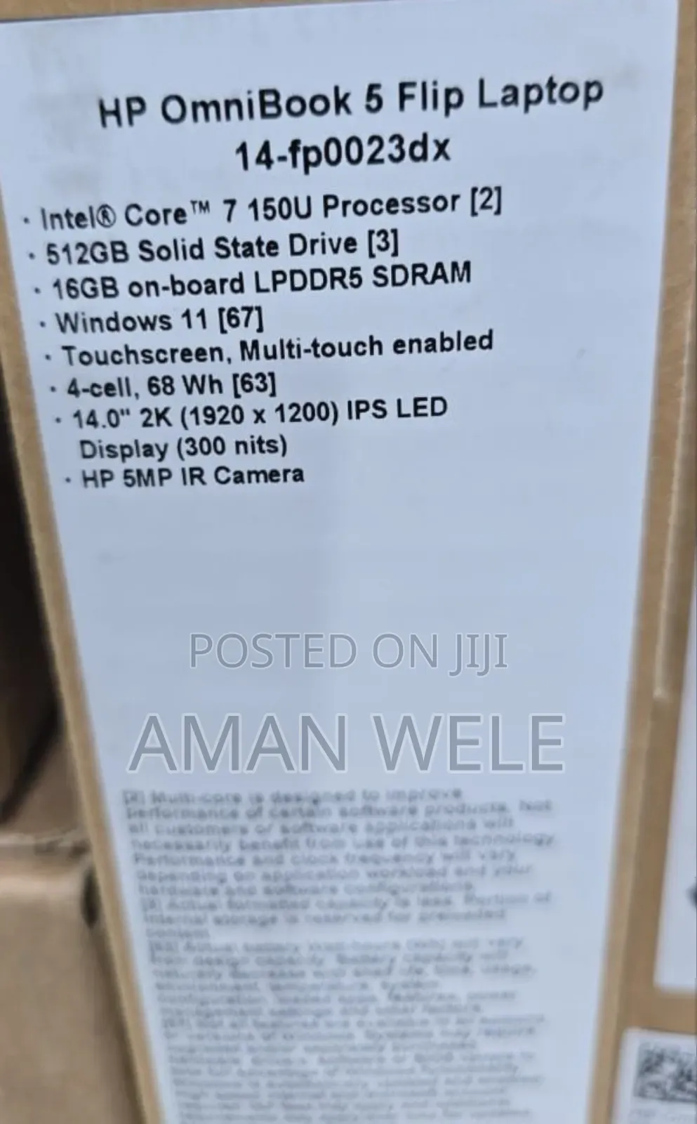 New Laptop HP OmniBook 5 Flip 16GB Intel Core I7 SSD 512GB