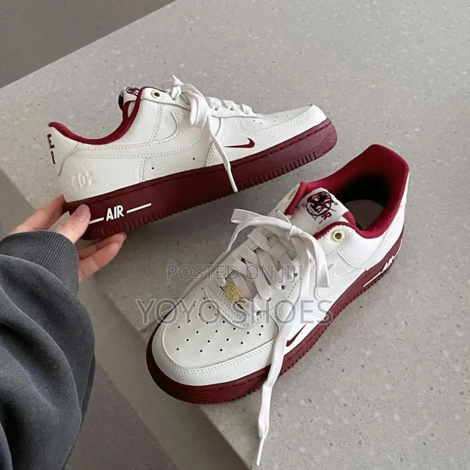 Nike Air Force 1white Burgandi Fashion Shoes