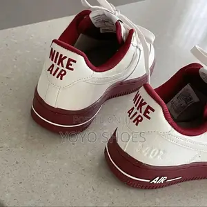 Nike Air Force 1white Burgandi Fashion Shoes