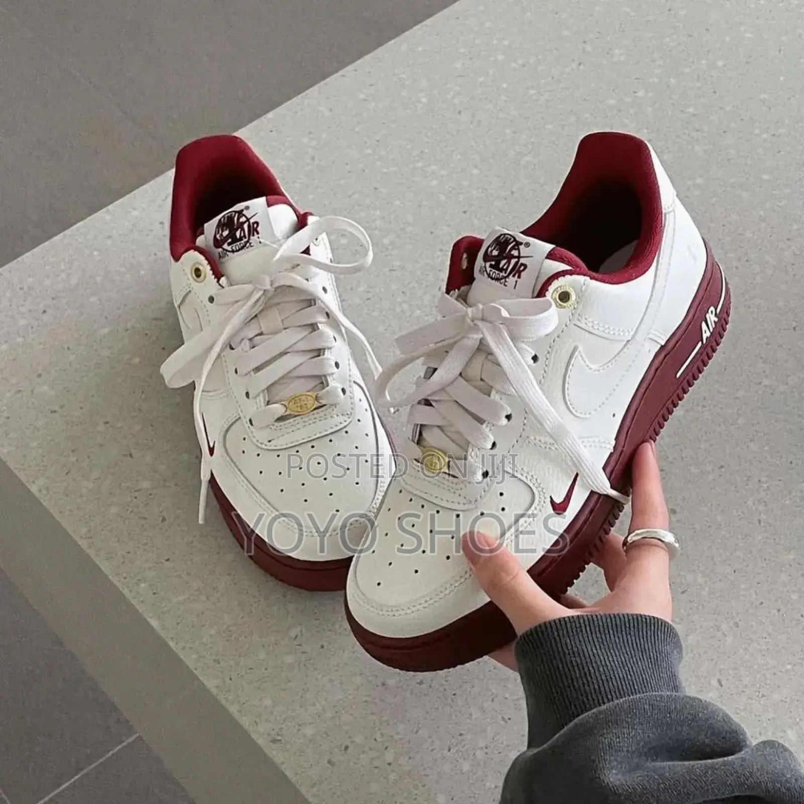 Nike Air Force 1white Burgandi Fashion Shoes