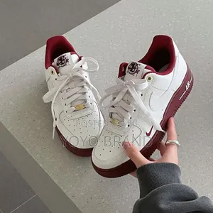 Nike Air Force 1white Burgandi Fashion Shoes