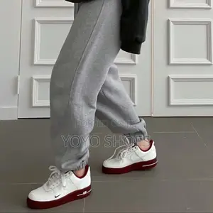 Nike Air Force 1white Burgandi Fashion Shoes