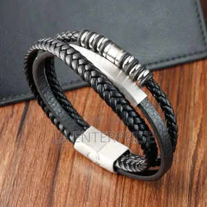 Photo - Black Leather Rope Bracelet