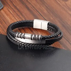 Black Leather Rope Bracelet