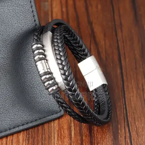 Black Leather Rope Bracelet