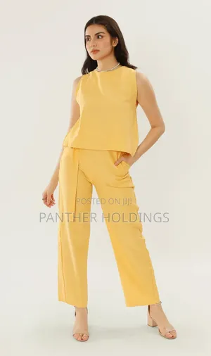 Photo - Victoria Chaise Made In Usa Sleeveless Top Pants Co-ord (Yellow)