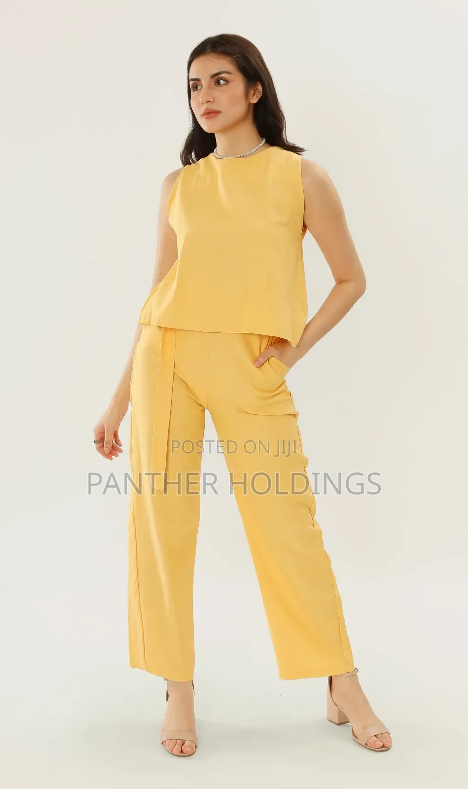 Victoria Chaise Made In Usa Sleeveless Top Pants Co-ord (Yellow)