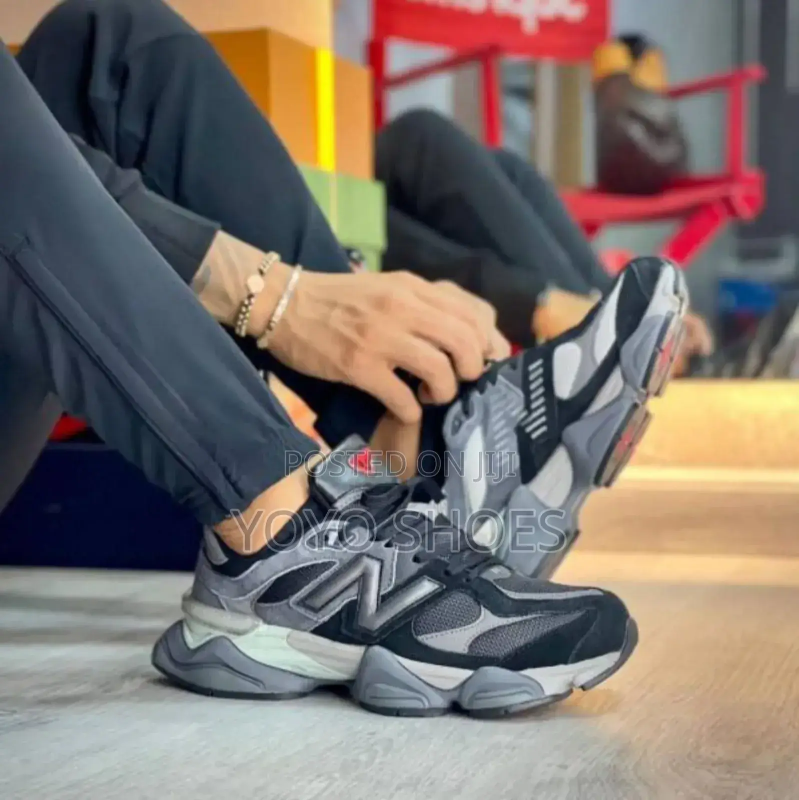 New Balance 9060 Black Red Fashion Shoes