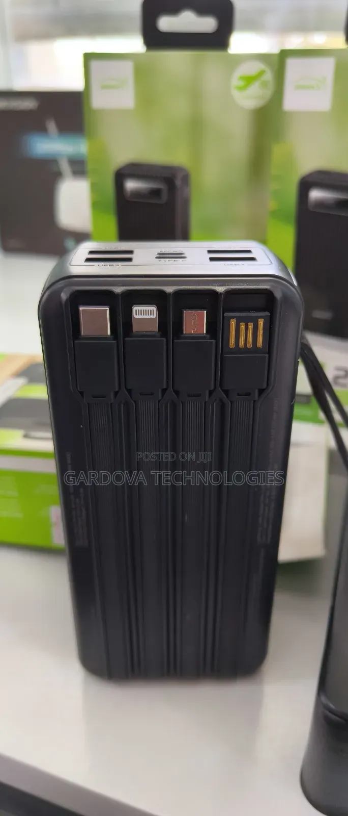 30000mah Digital Display Power Bank – Fast Charging + Built-in Cables