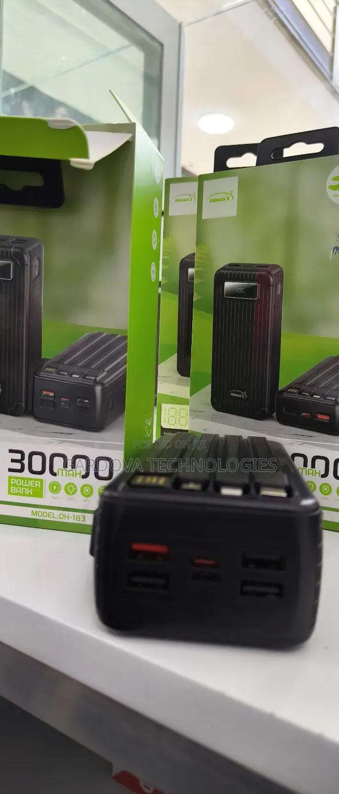 30000mah Digital Display Power Bank – Fast Charging + Built-in Cables