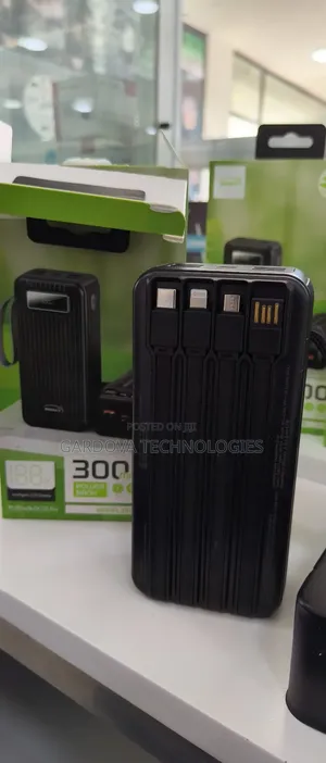 30000mah Digital Display Power Bank – Fast Charging + Built-in Cables