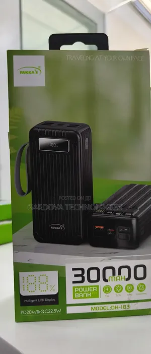 30000mah Digital Display Power Bank – Fast Charging + Built-in Cables