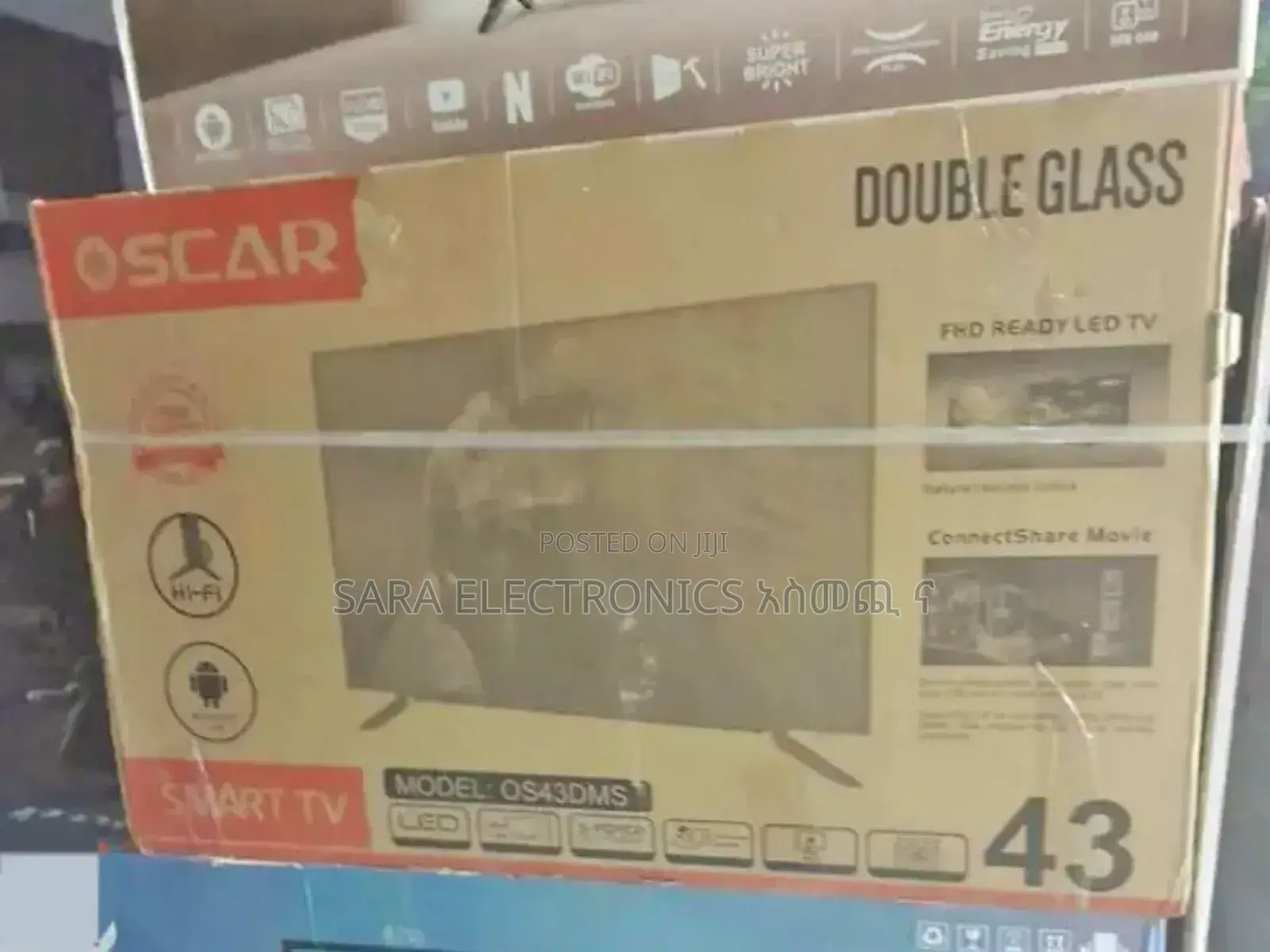 Oscar 43" Double Galss Smart Tv Free Delivery 50,000birr