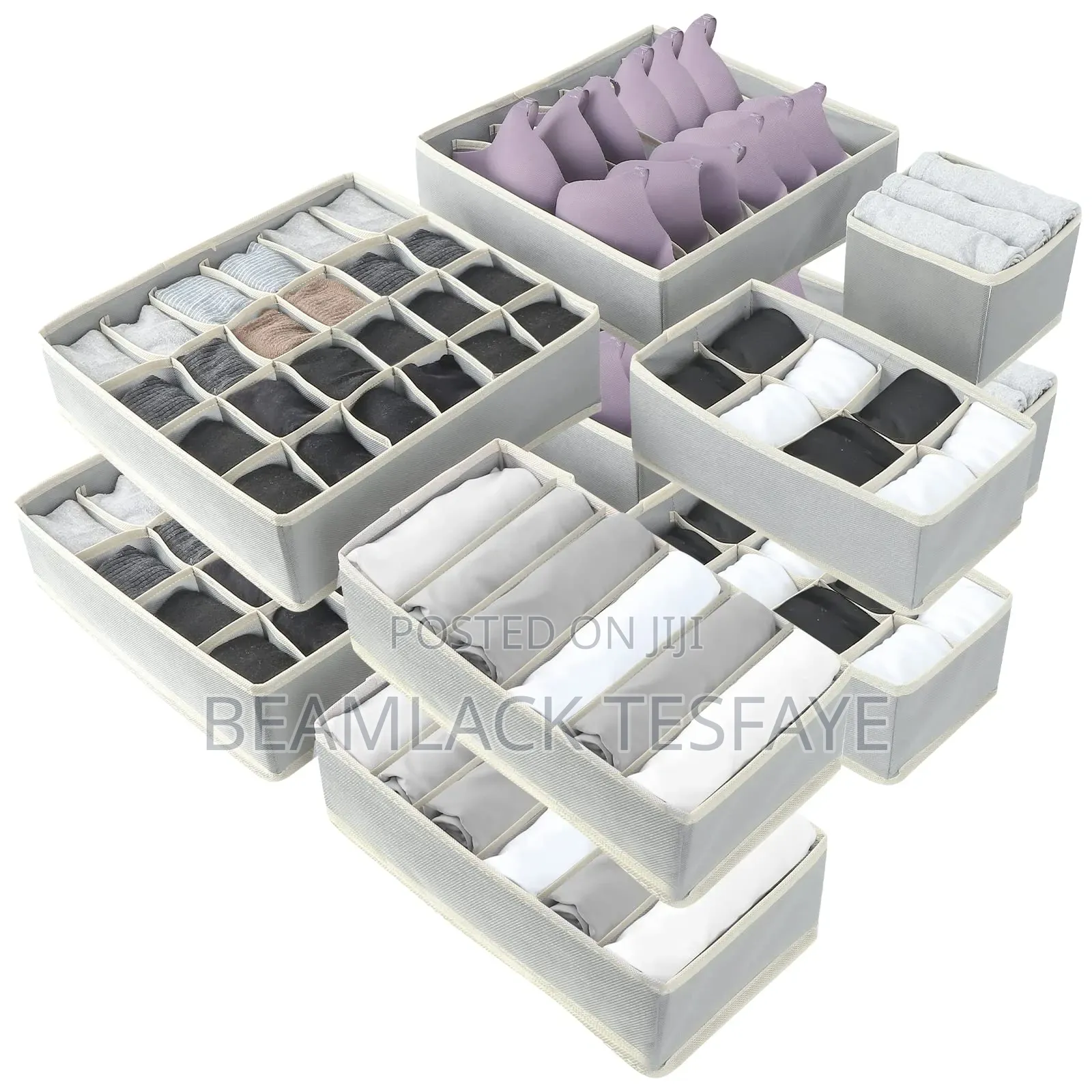 4pcs Foldable Organizers For Socks,Bras, Underwear, Ties - Grey