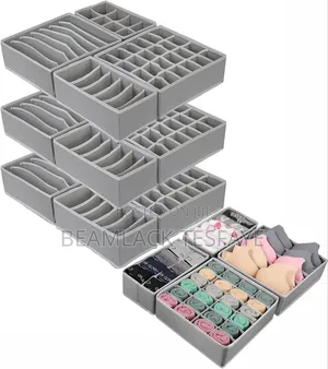 4pcs Foldable Organizers For Socks,Bras, Underwear, Ties - Grey