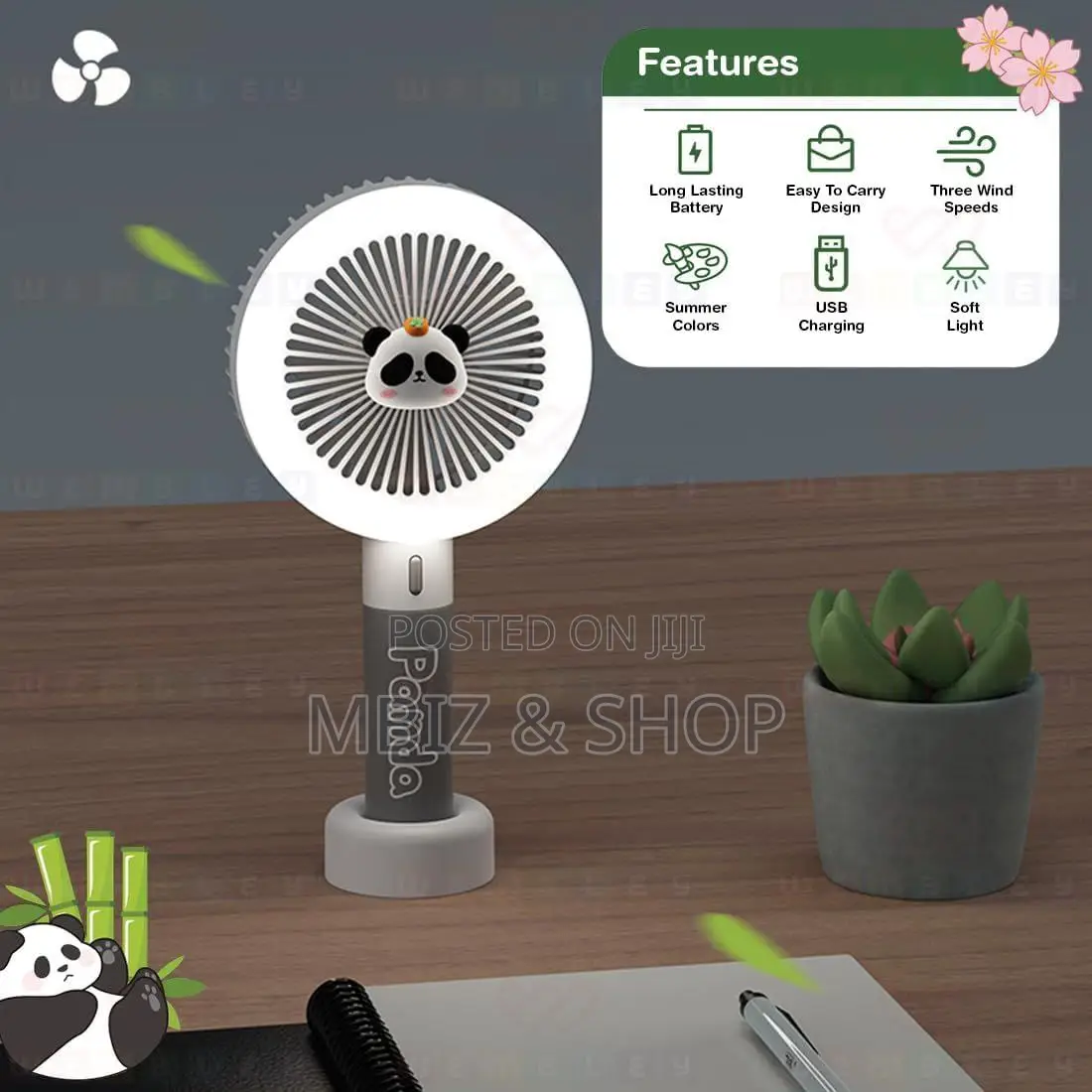 Rechargeable Desktop Fan Light