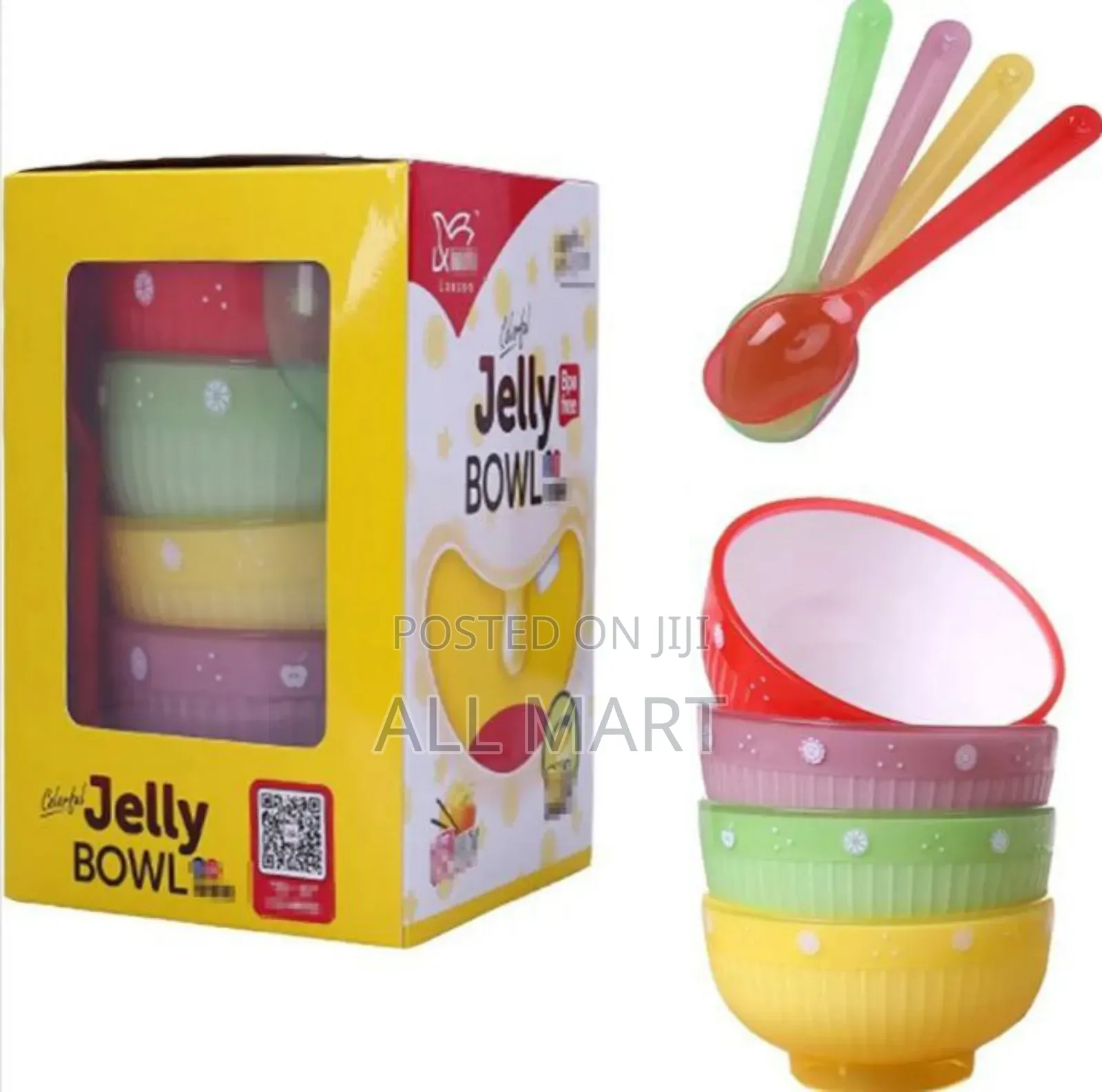4 Pcs Jelly Bowl Set With Spoon