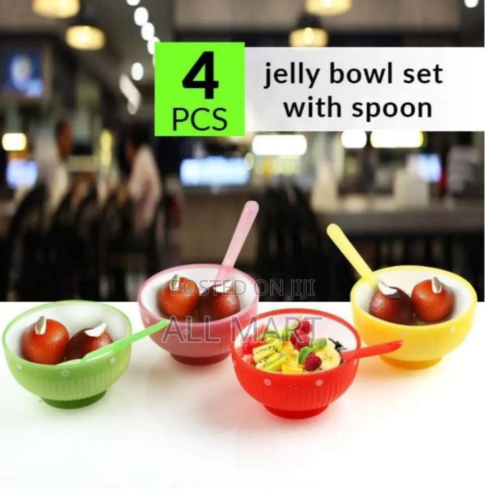 4 Pcs Jelly Bowl Set With Spoon