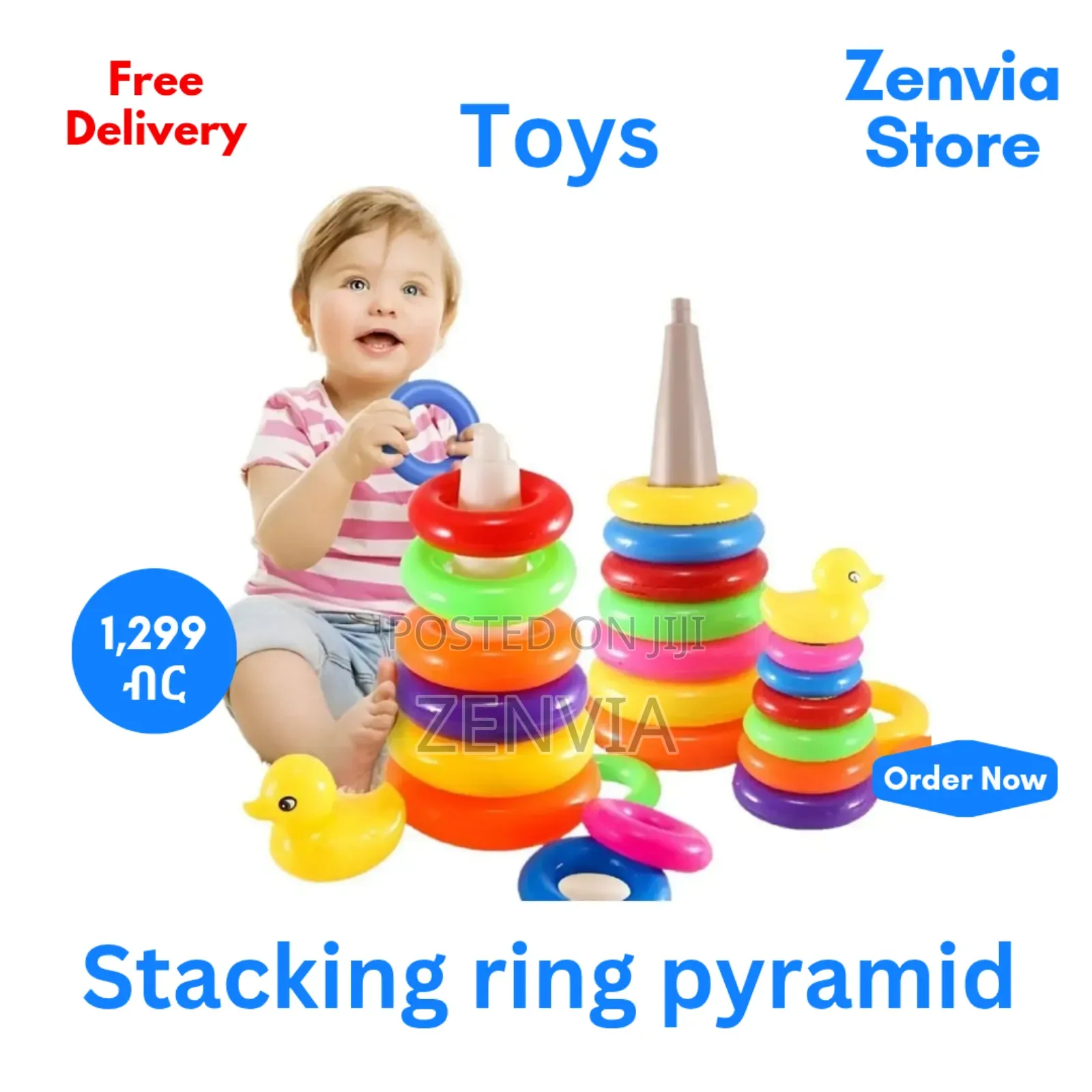 Stacking Ring Pyramid Toy | Baby/Toddler Learning Toy | Free Delivery