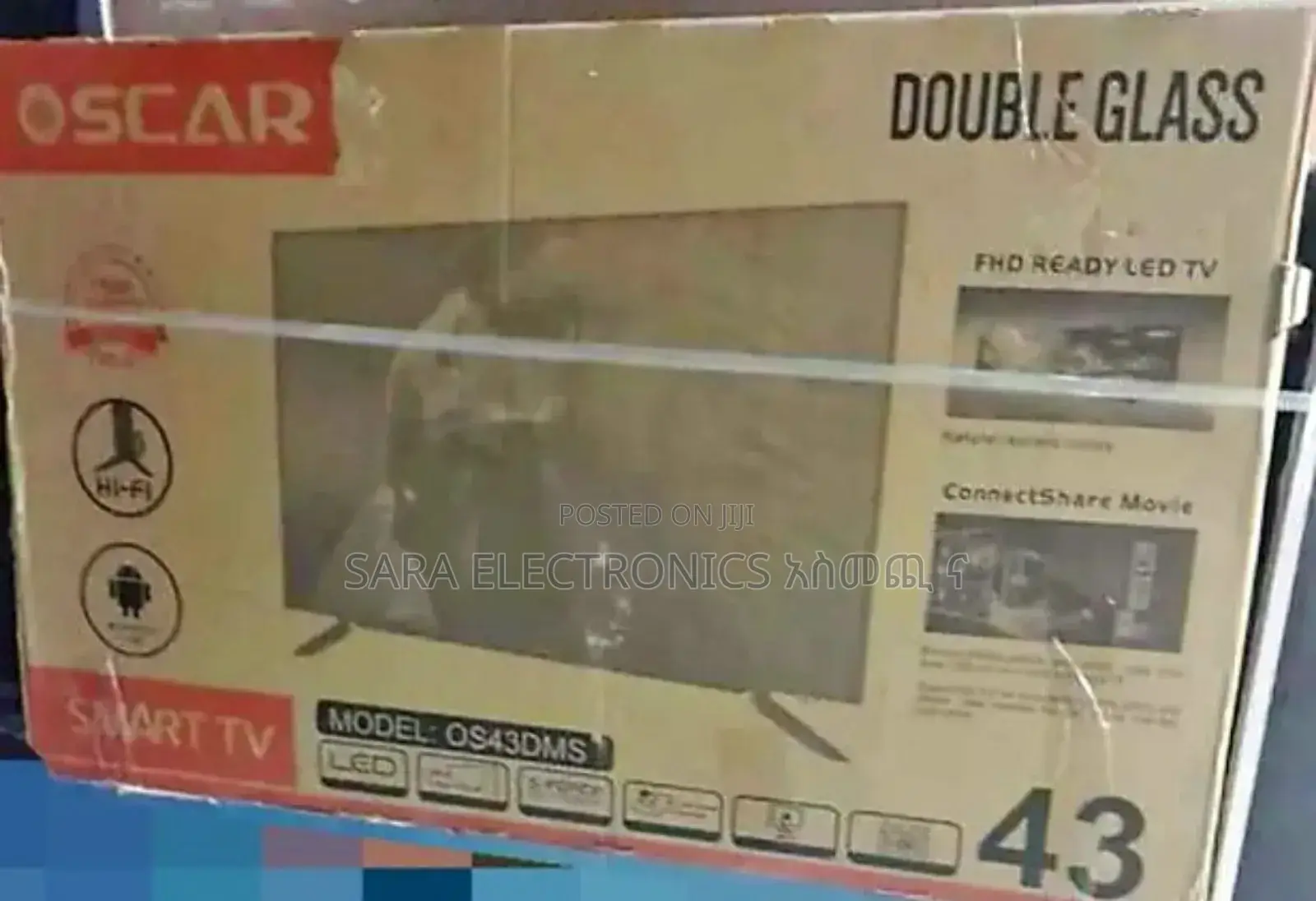Oscar 43" Double Galss Smart Tv Free Delivery 50,000birr