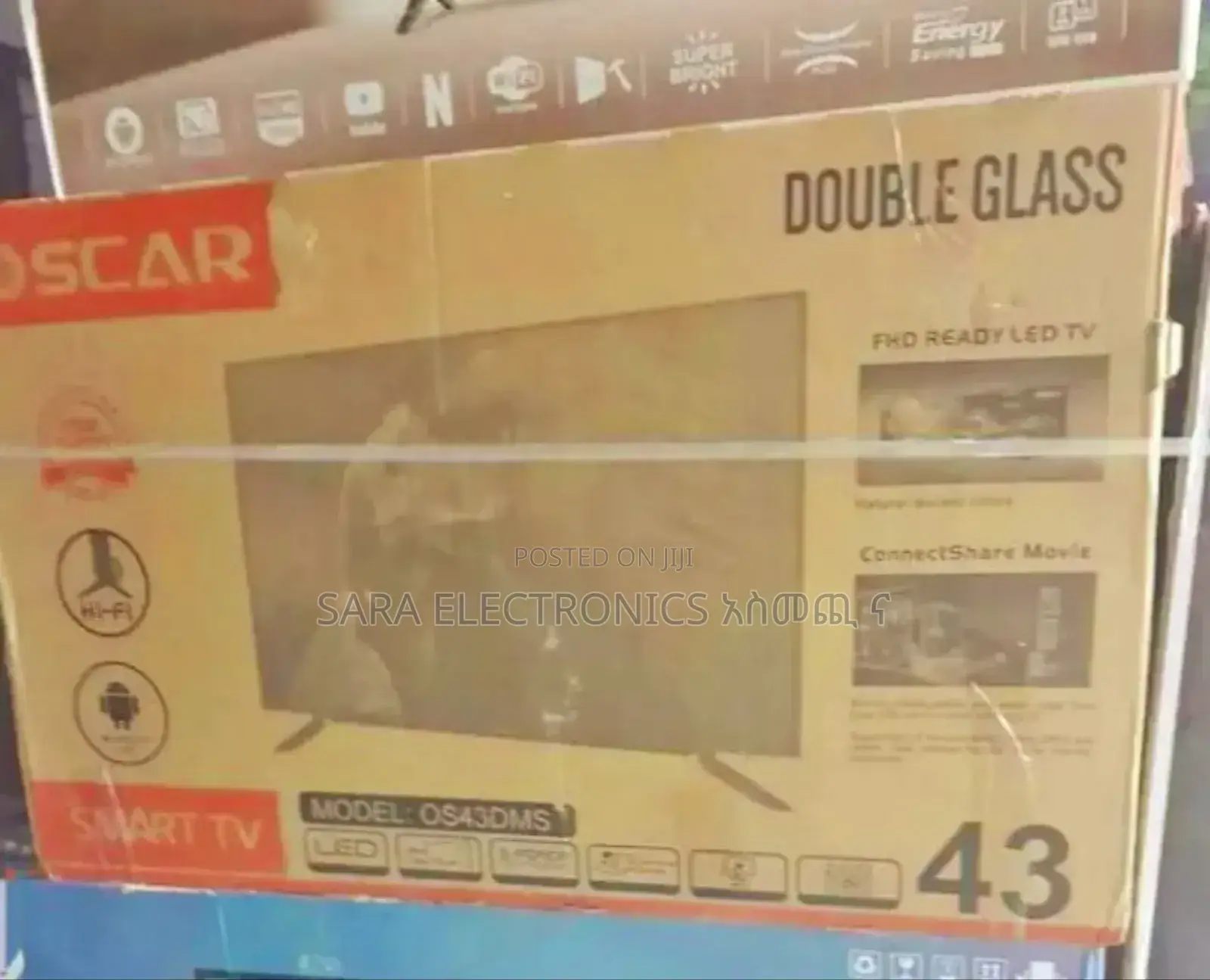 Oscar 43" Double Galss Smart Tv Free Delivery 50,000birr