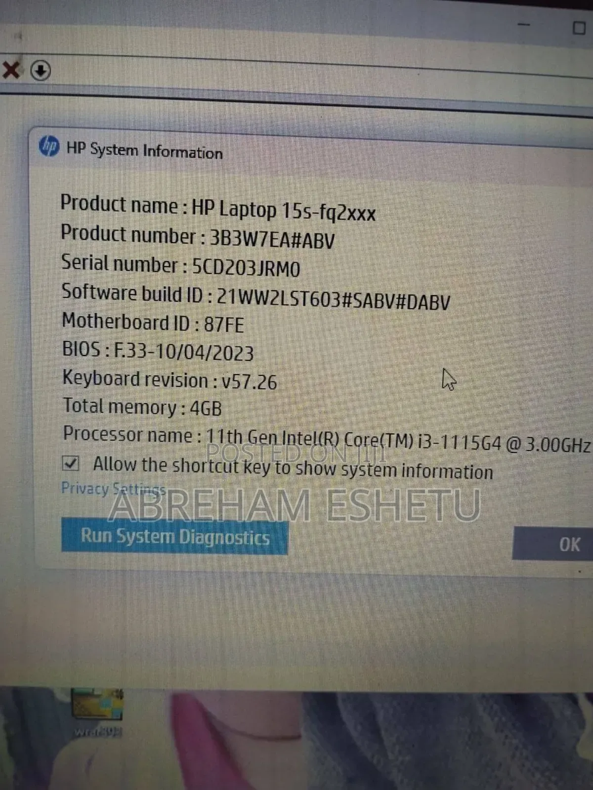 Laptop HP 15 4GB Intel Core I3 SSD 256GB