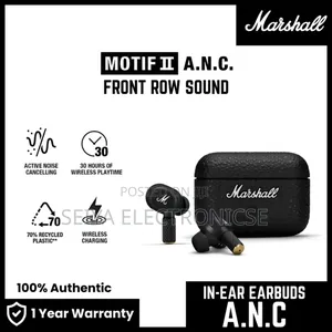 Marshall Motif A.N.C. True Wireless Earbuds in Black.