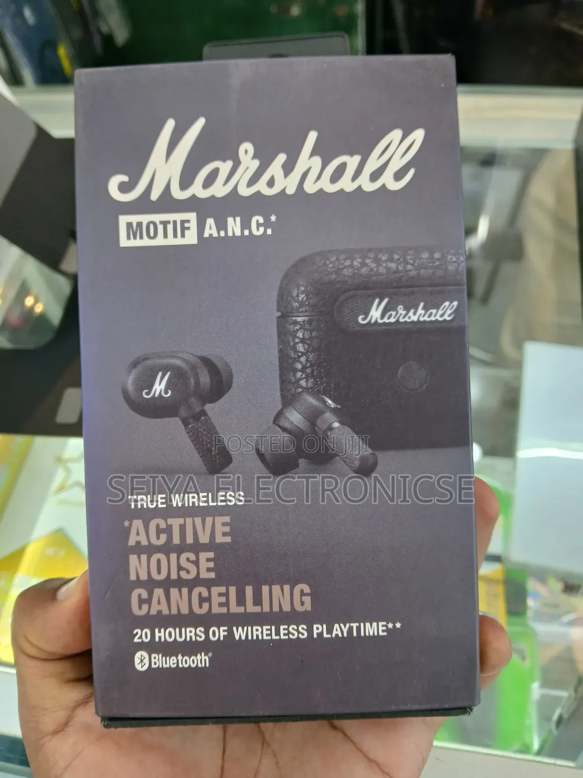 Marshall Motif A.N.C. True Wireless Earbuds in Black.