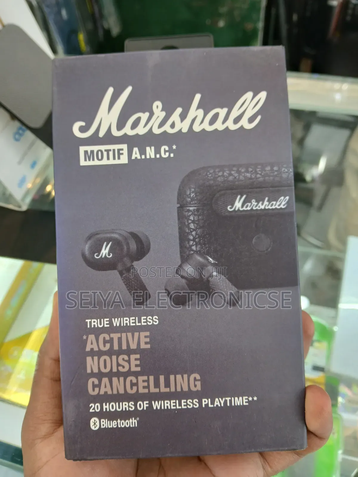Marshall Motif A.N.C. True Wireless Earbuds in Black.