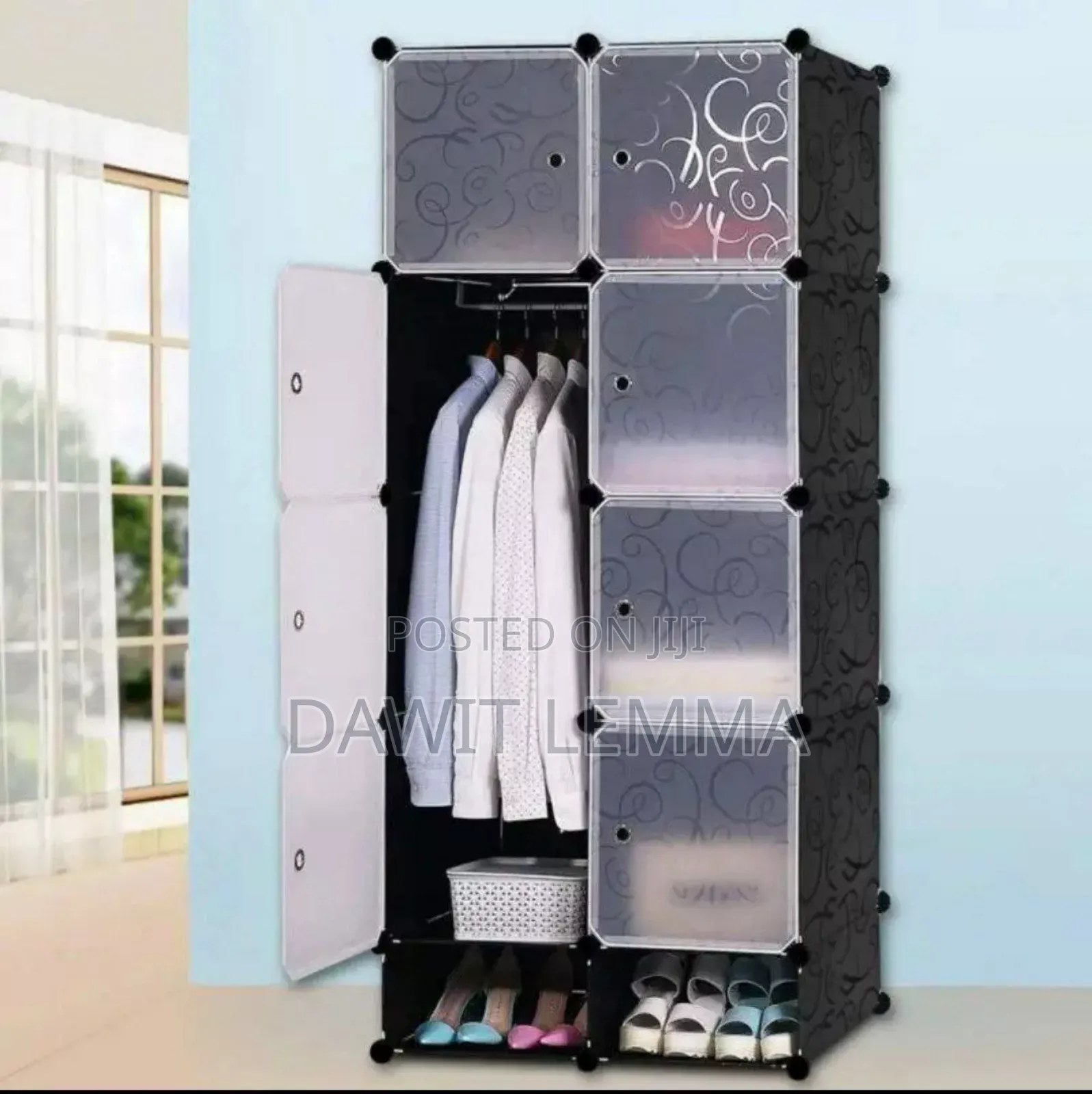 Plastic And Metal Cubic Cloth Cabinet