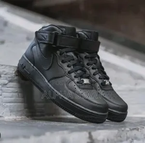 Photo - #Nike #Air Force 1'07 Mid "#Triple Black" #High Shoes for Men's