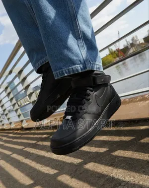 #Nike #Air Force 1'07 Mid "#Triple Black" #High Shoes for Men's