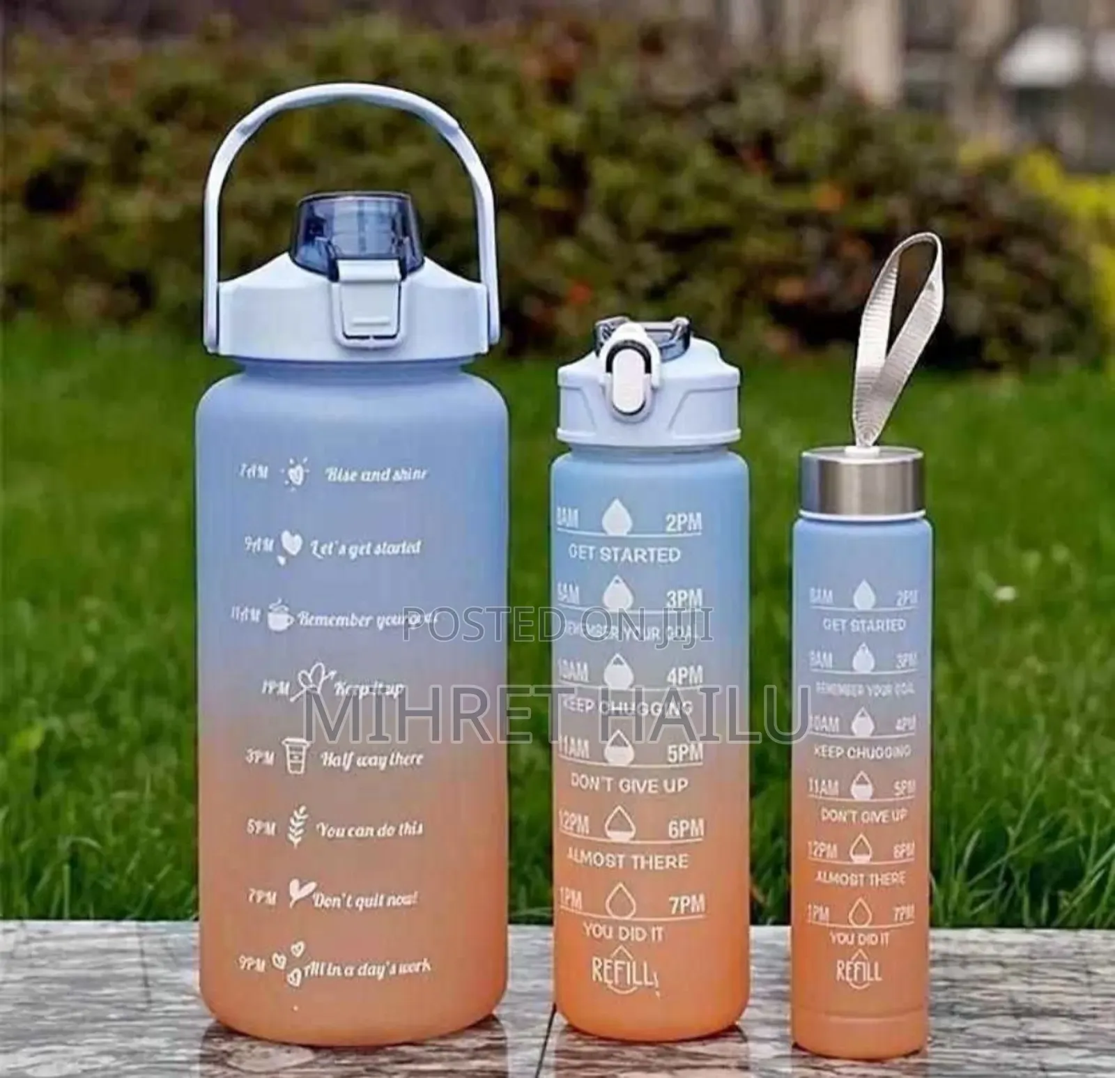 3 Set Sport Motivational Water Bottle የስፖርተኞች የውሃ ኮዳ 3 የተለያየ መጠን የማ