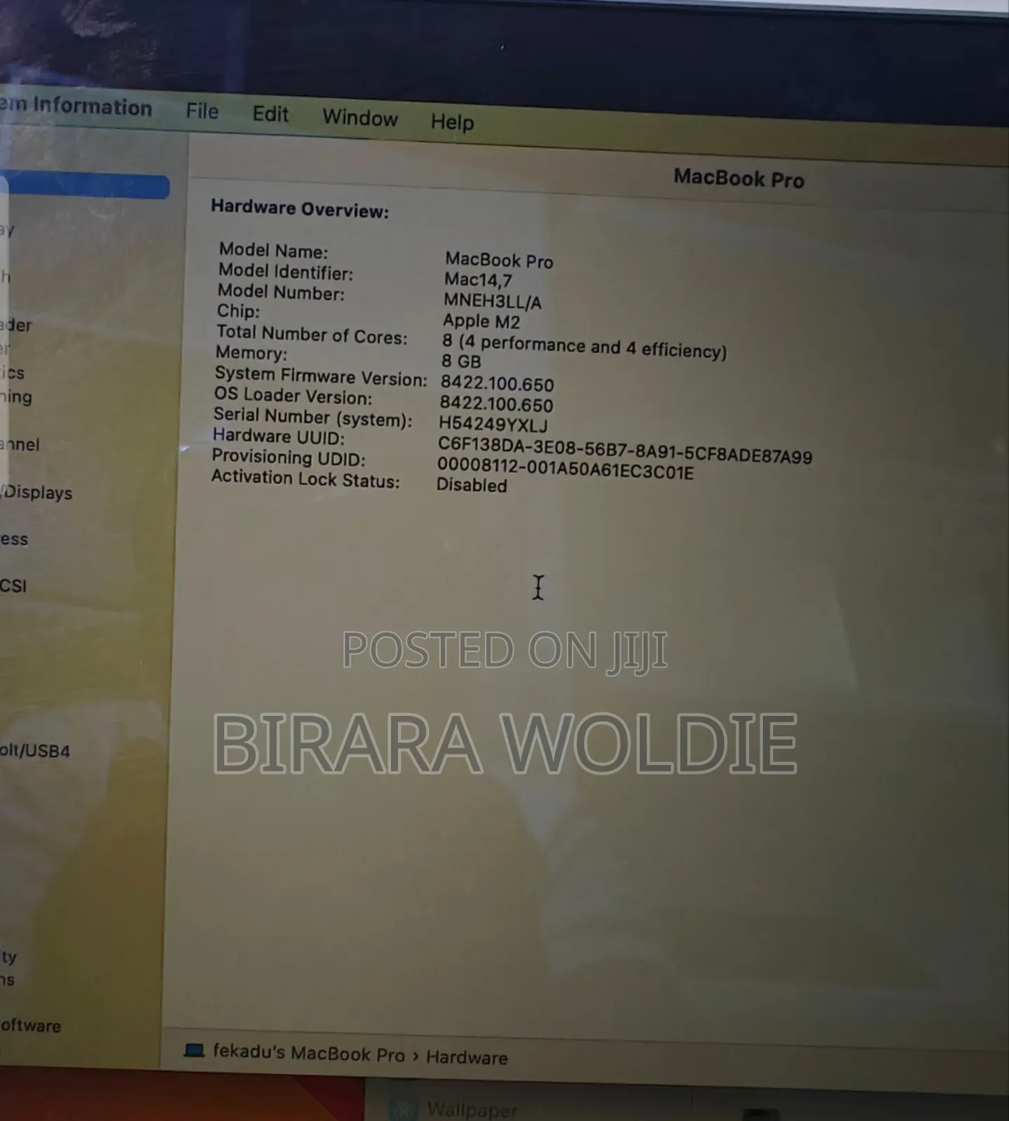 New Laptop Apple MacBook Pro 8GB Apple M2 SSD 256GB