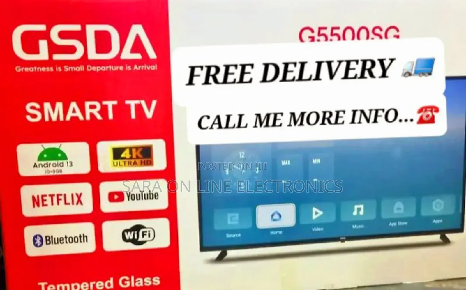 Gsda 55" Uhd Smart Android Tv ◆5year Warranty
