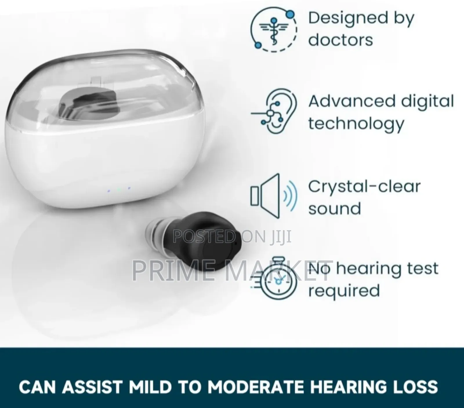 Single-Ear Cic Rechargeable Hearing Aid With Noise Cancellation