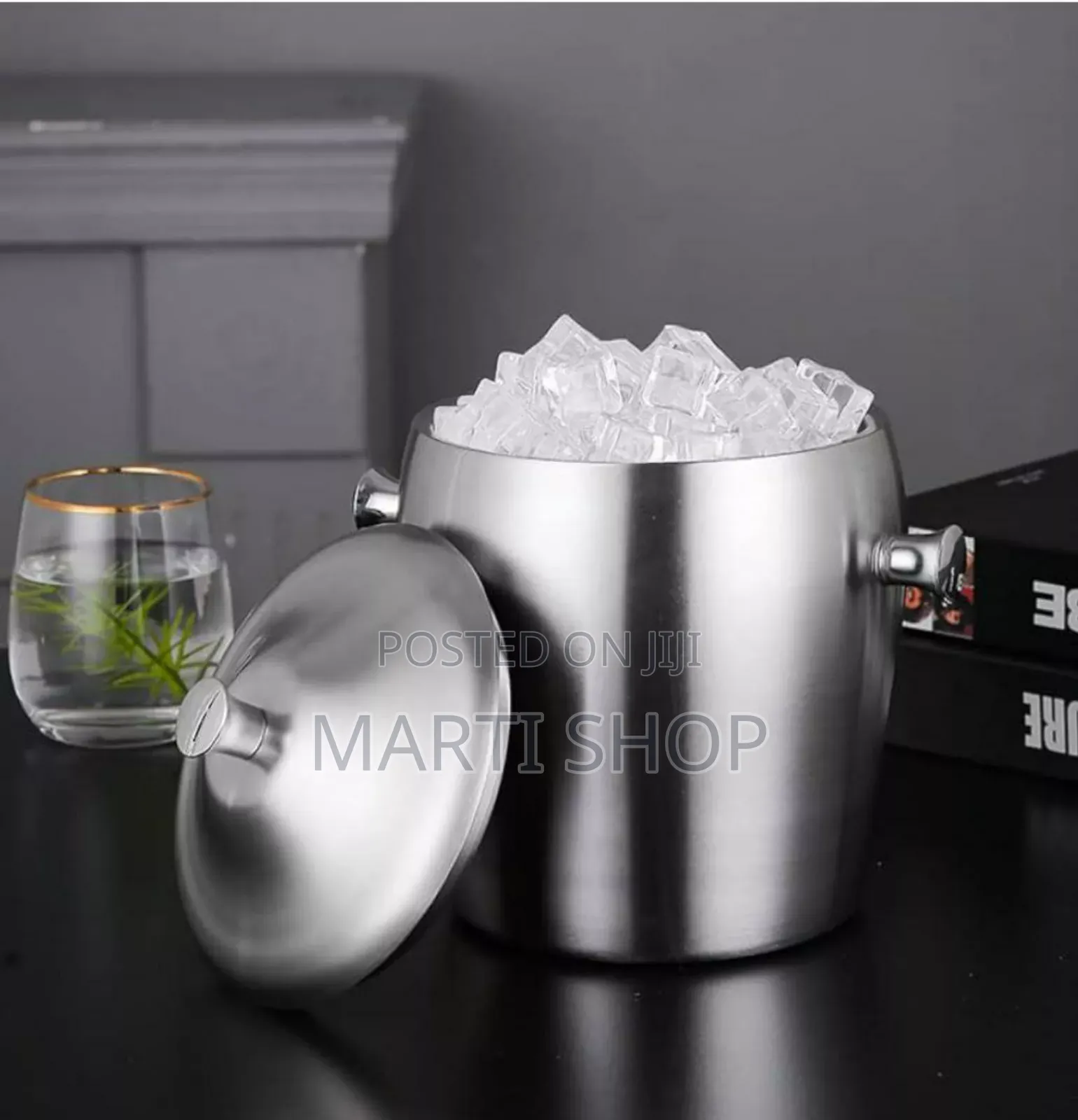 Stainless Steel Ice Bucket With Tongs
