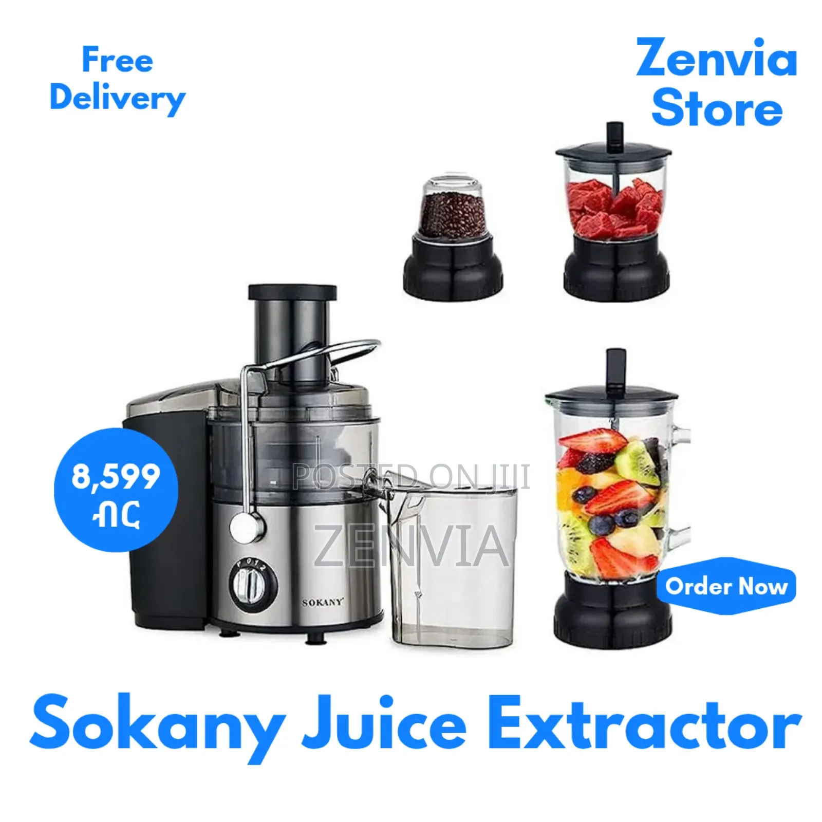 Sokany Juice Extractor | 🔴 Free Delivery 🔴 | የሶካኒ ጁስ መፍጫ 4-በ-1