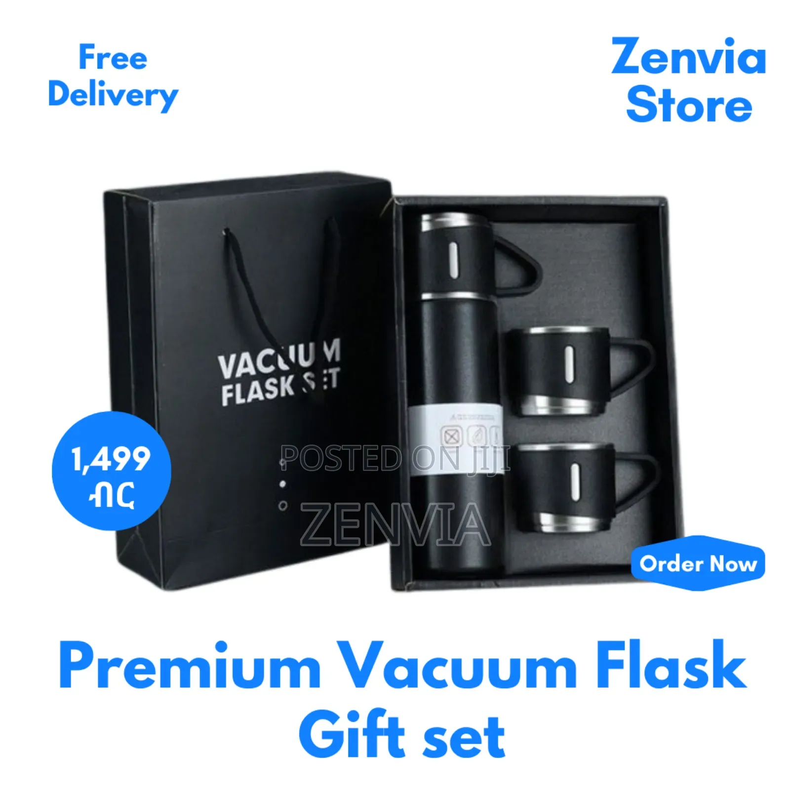 Premium Vacuum Flask Gift Set – | 2 Stainless Cups | Free Delivery