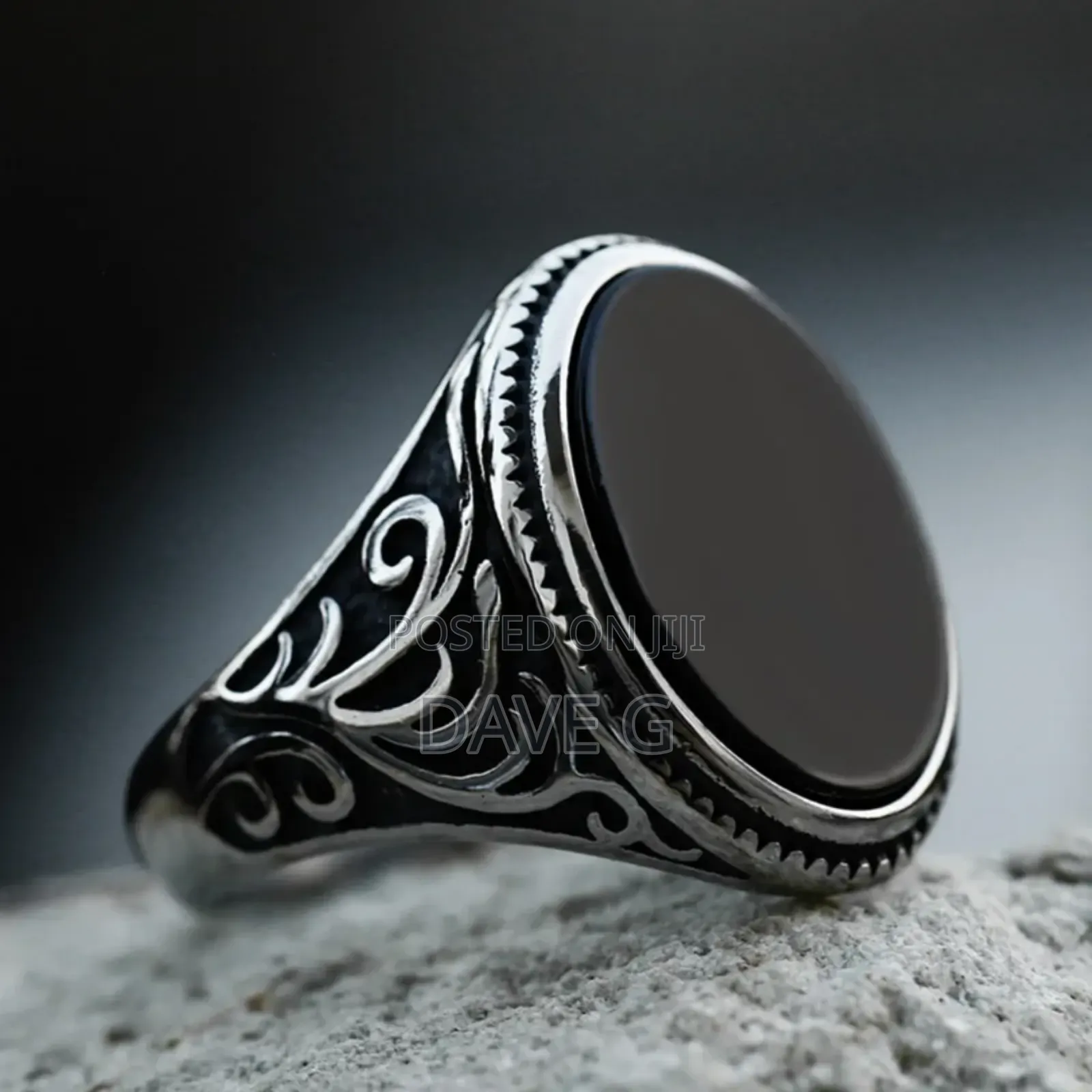 New Fashion Retro Ring Geometric Black Zircon Stone