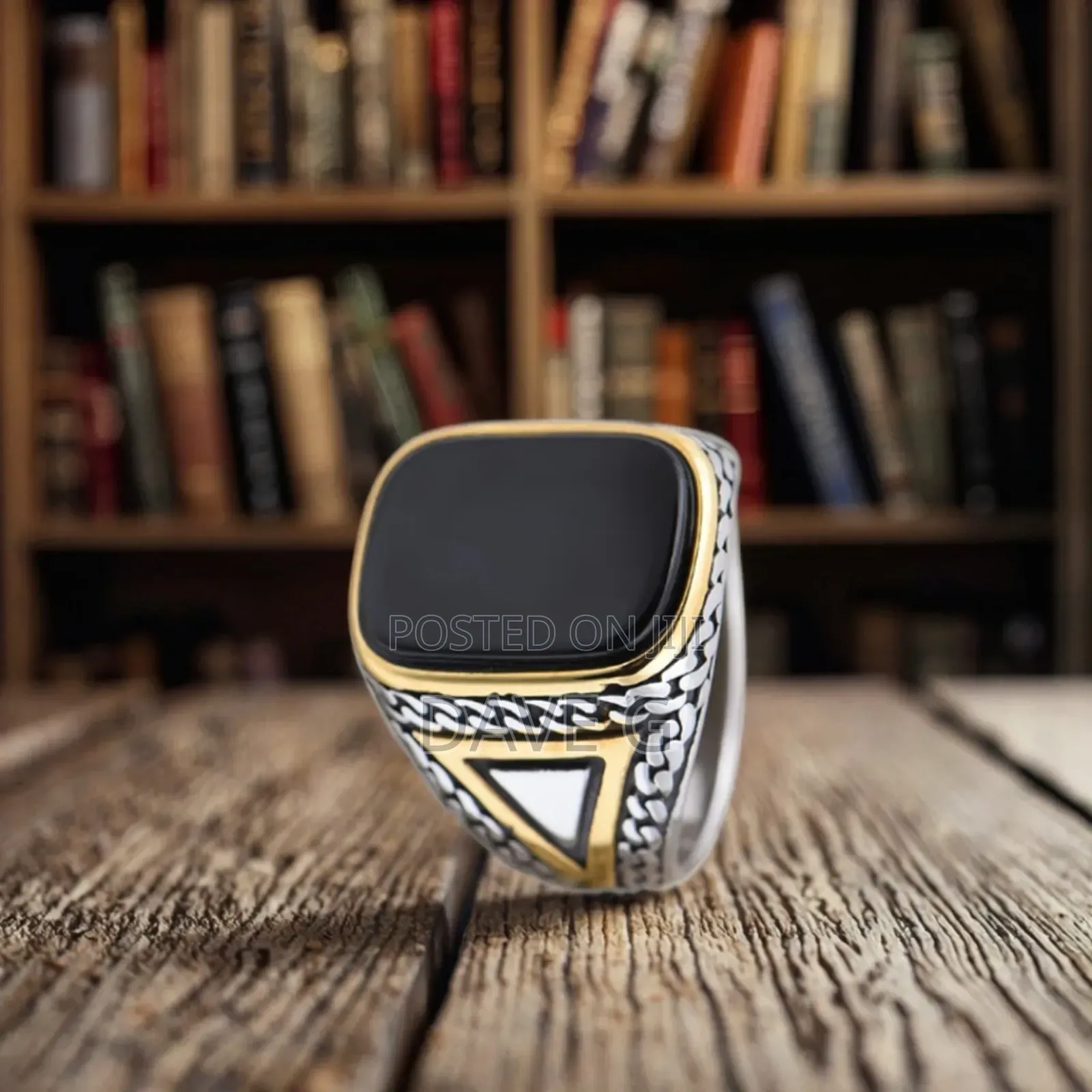 Sterling Silver Black Onyx Stone Cuban Link Chain Luxury Ring for Men