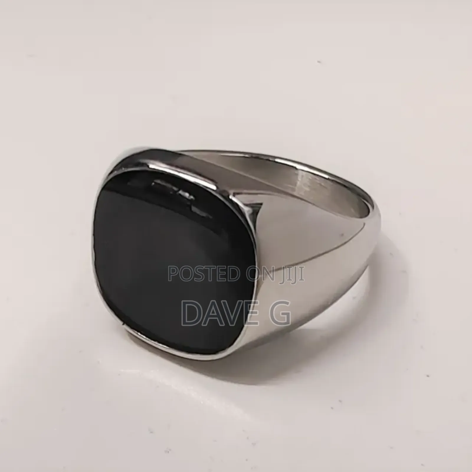 Stainless Steel Signet Ring With a Black Onyx Stone