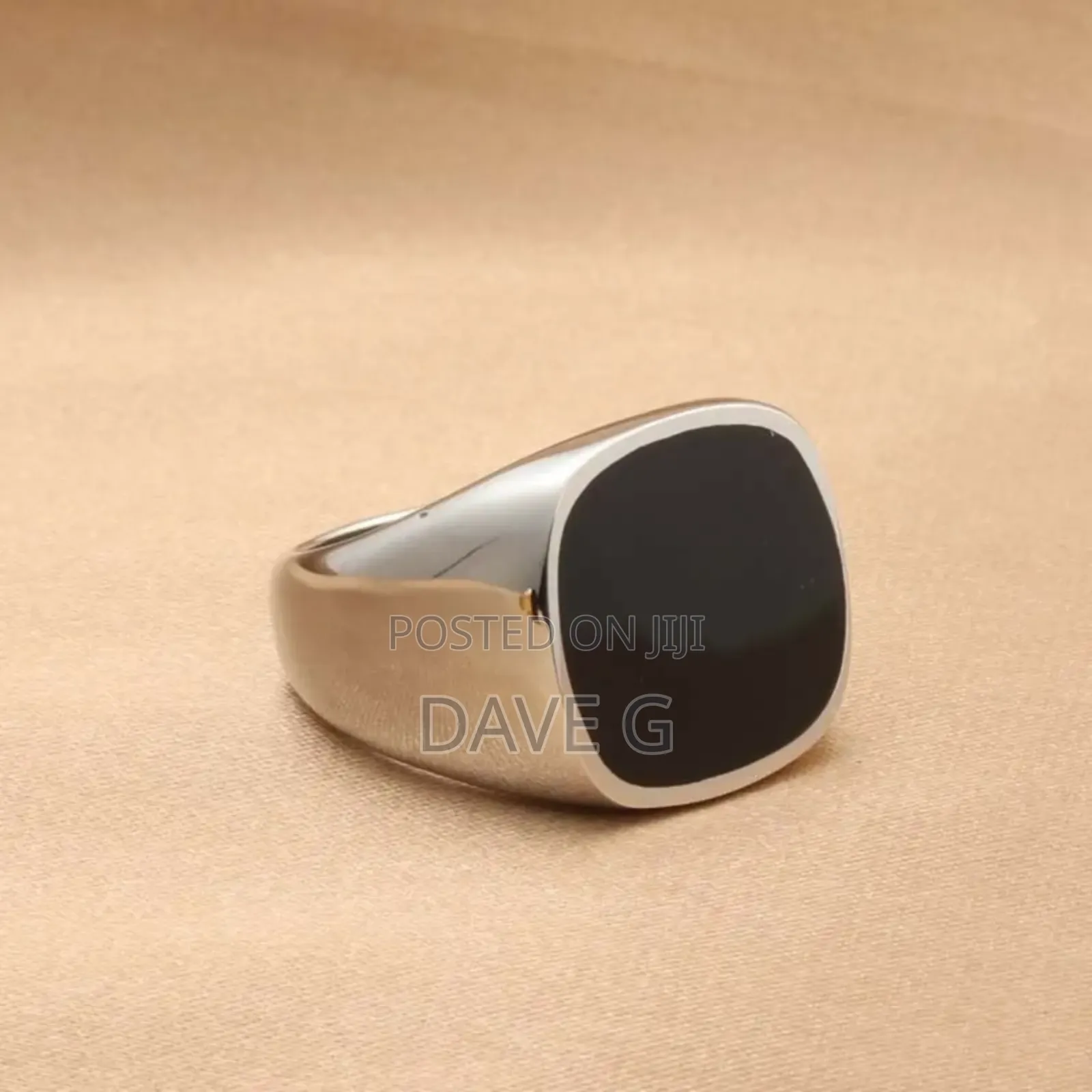 Stainless Steel Signet Ring With a Black Onyx Stone