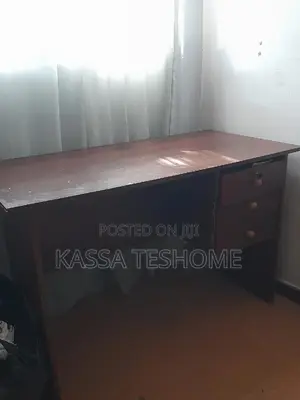 Brown Wooden Study Table With Grey Chair