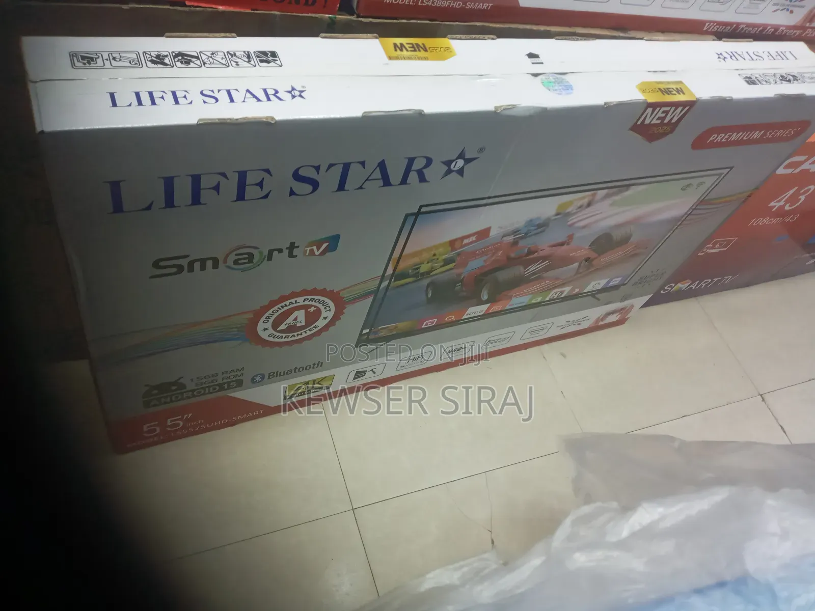Lifestar Tv 55inch Smart Video Android 15 1.5g Ram 12.Gb Rom Doubl