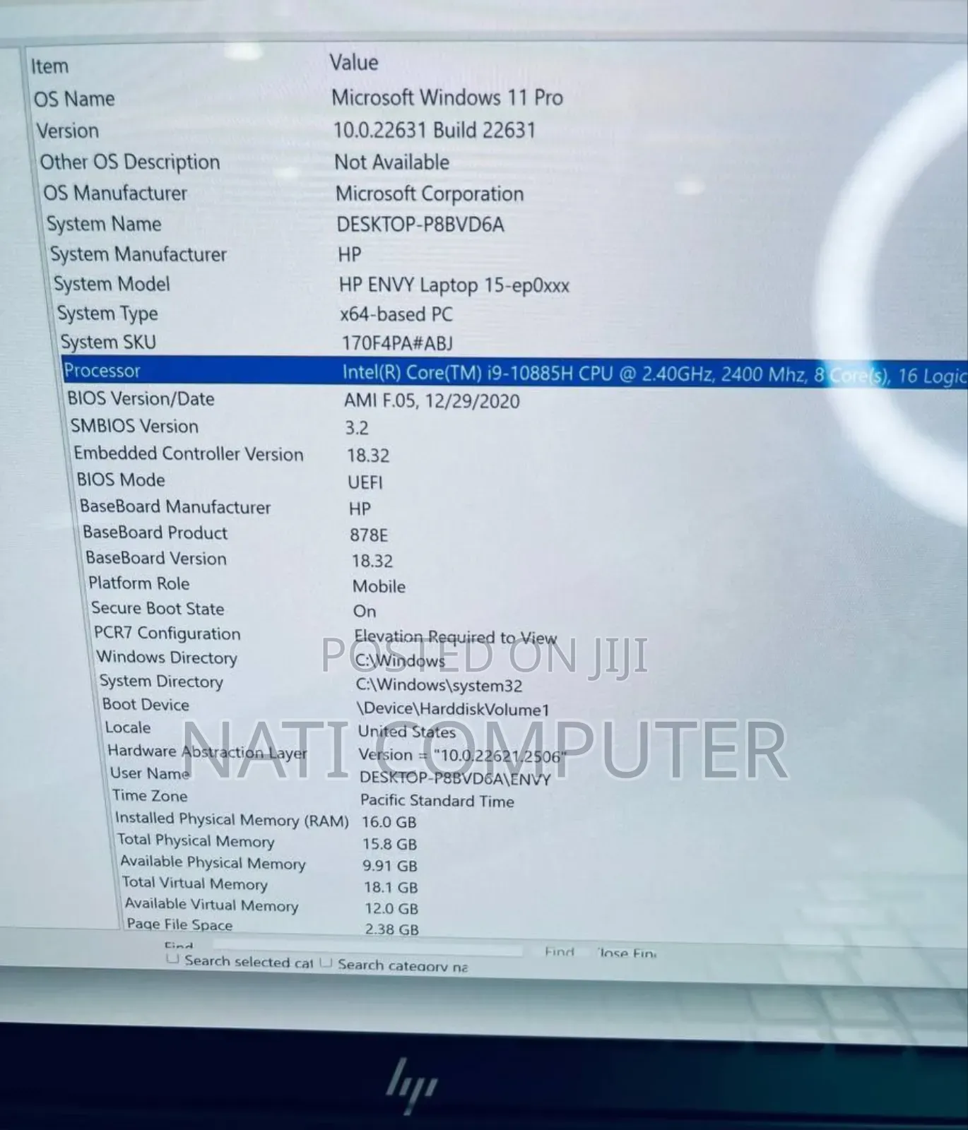 New Laptop HP Envy 15 16GB Intel Core I9 SSD 1T