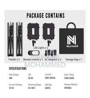 Niceveedi 2-Pack Photography Lighting Kit. Lighting Ki
