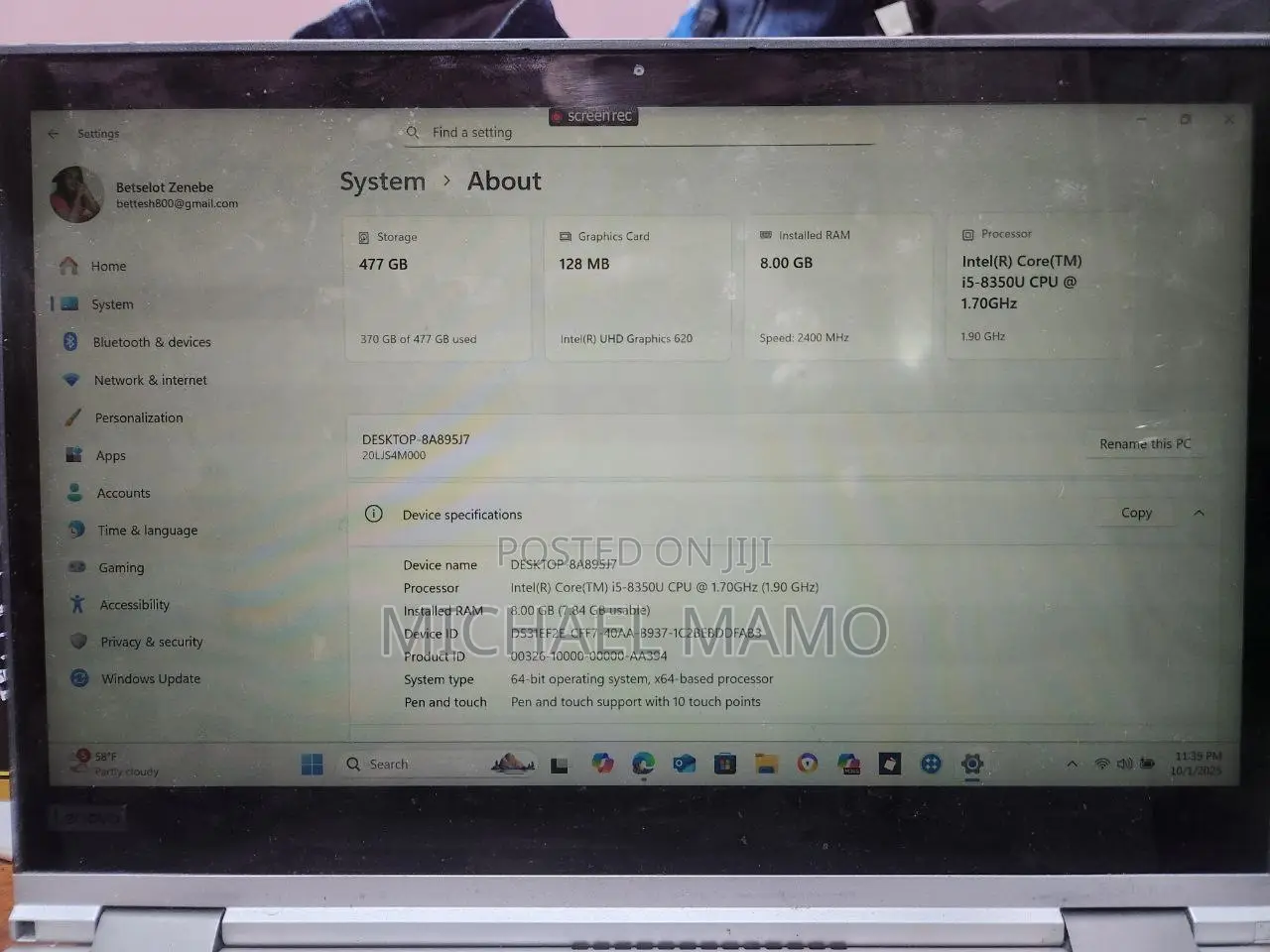 Laptop Lenovo ThinkPad Yoga 8GB Intel Core I5 SSD 512GB
